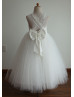 Ivory Lace Tutu Tulle Tea Length Flower Girl Dress